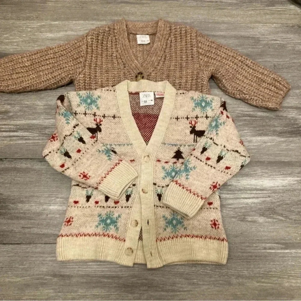 Zara baby Holiday Knitted Cardigans Grandpa Core boho Bundle Of 2 12-18M 2-3y‎